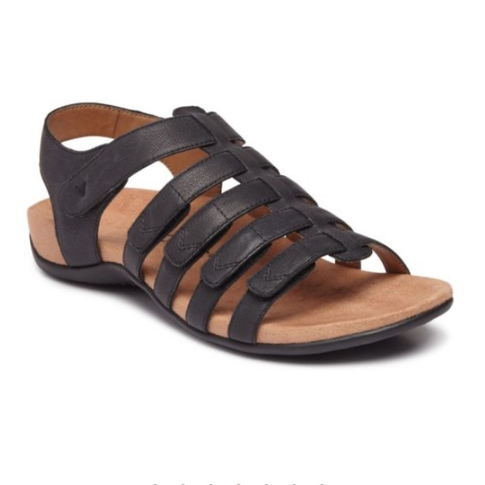 Vionic Women’s Harissa Black Leather Sandals Shoes Sz 10